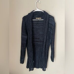 Simply Natural Dark Blue Alpaca Wool Cardigan Sweater with Shawl Collar